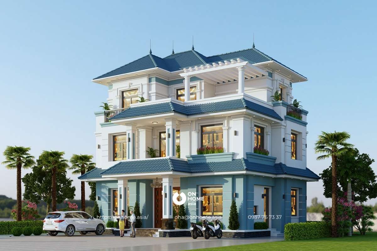 Biệt thự vườn 3 tầng phong cách Tân Cổ Điển