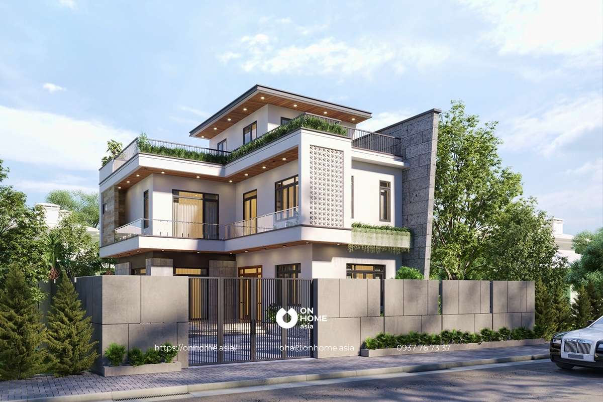 Biệt thự 2 tầng 1 tum hiện đại