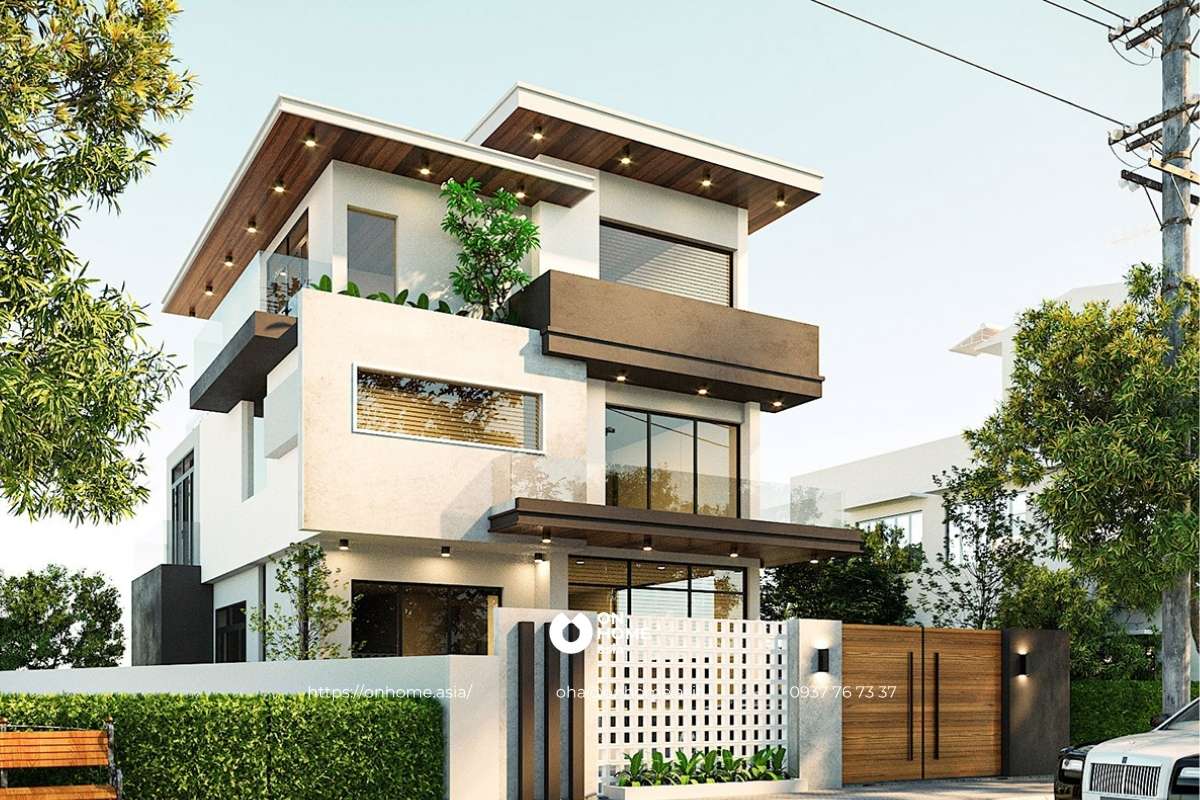 Mẫu biệt thự 2 tầng 1 tum phong cách hiện đại