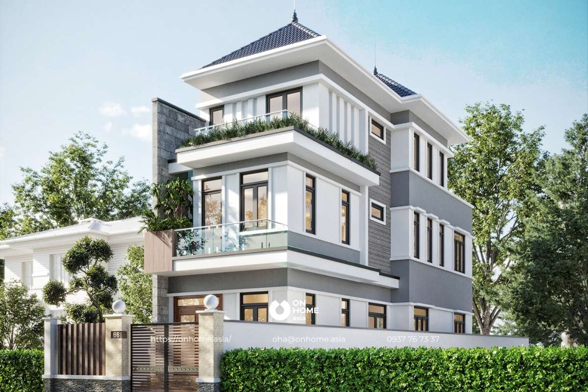 Biệt thự mái Nhật phong cách Tân Cổ Điển