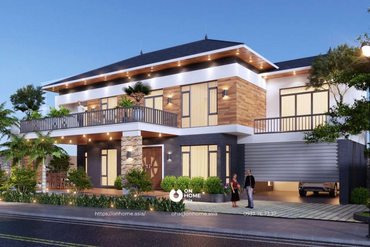 Biệt thự đẹp mái Nhật hiện đại