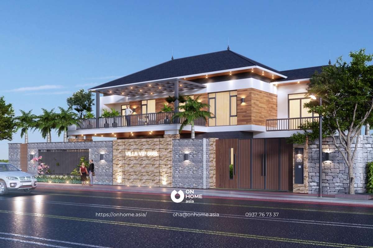 Biệt thự đẹp mái Nhật hiện đại