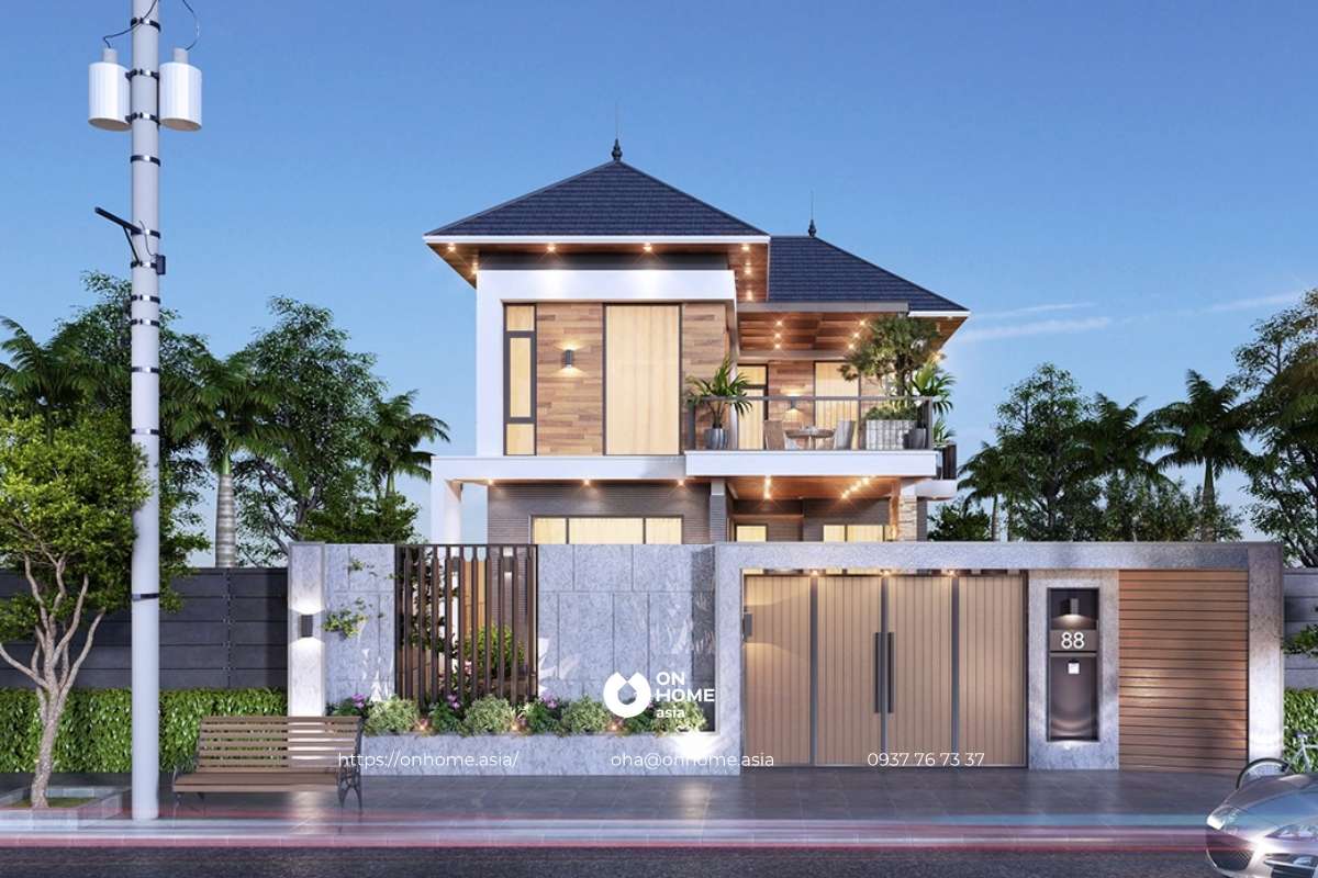 Biệt thự mái Nhật 2 tầng hiện đại, đẹp