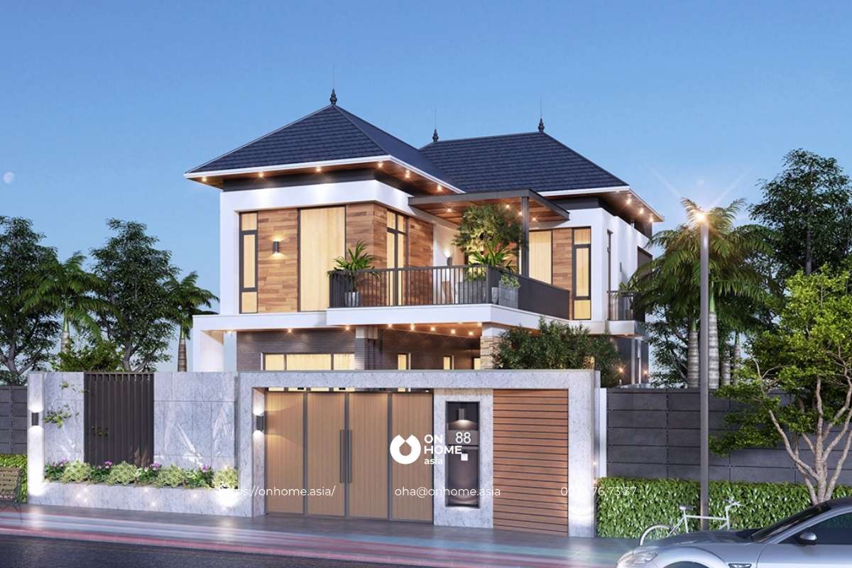 Biệt thự mái Nhật 2 tầng