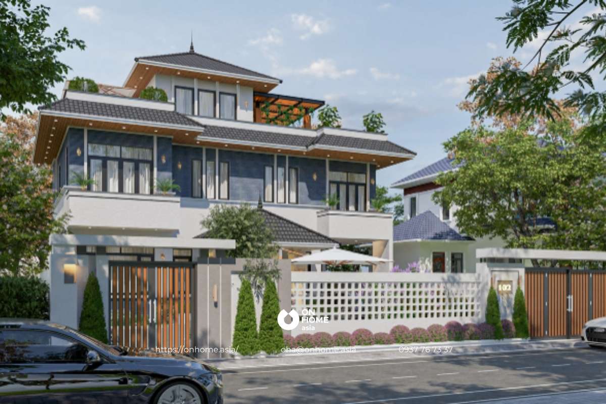 Biệt thự mái Nhật 3 tầng cuốn hút