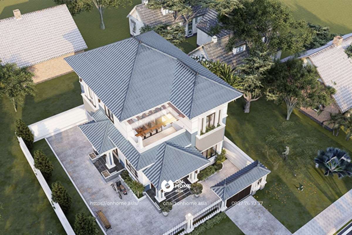 Biệt thự phong cách Tân Cổ Điển mái Nhật