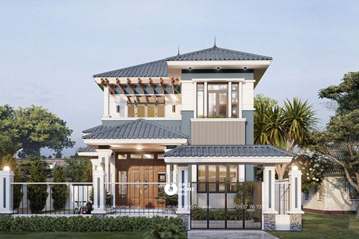 Biệt thự phong cách Tân Cổ Điển mái Nhật đẳng cấp