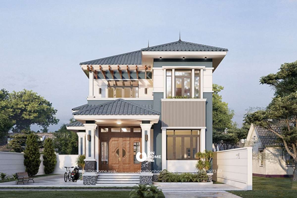 Biệt thự phong cách Tân Cổ Điển mái Nhật đẹp