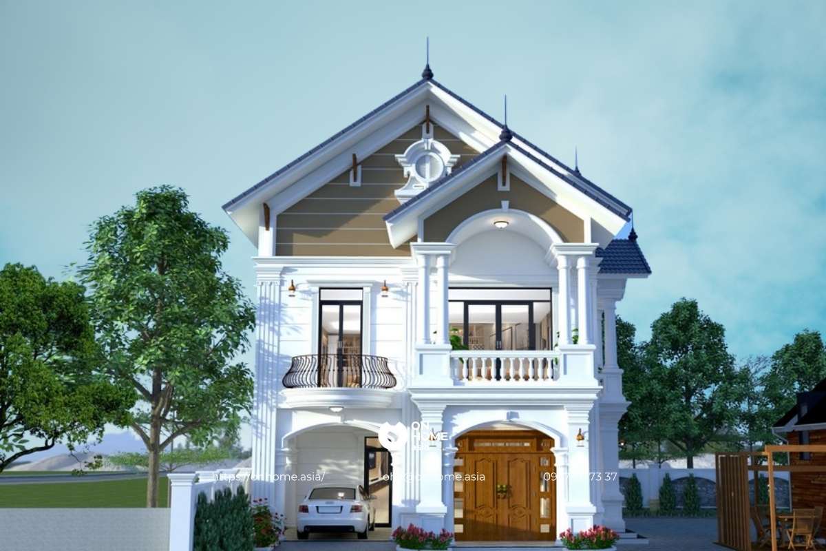 Biệt thự 2 tầng mái Thái ở nông thôn