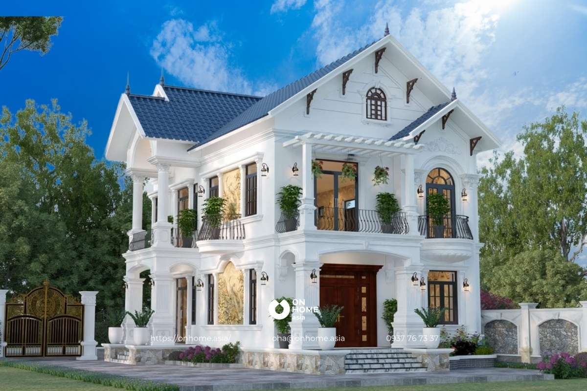 Mẫu biệt thự mái Thái 2 tầng sang trọng