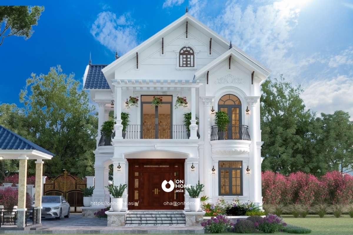 Mẫu biệt thự mái Thái 2 tầng đẹp