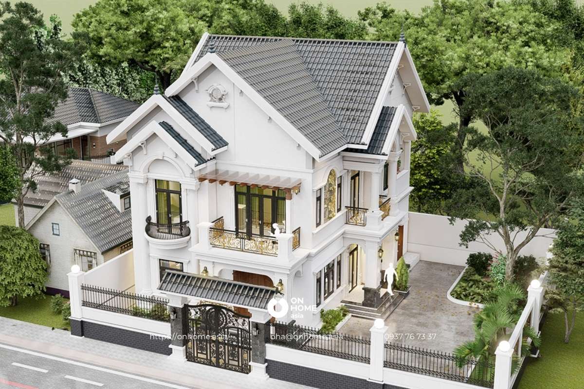 Biệt thự mái Thái 2 tầng phong cách Tân Cổ Điển đẹp