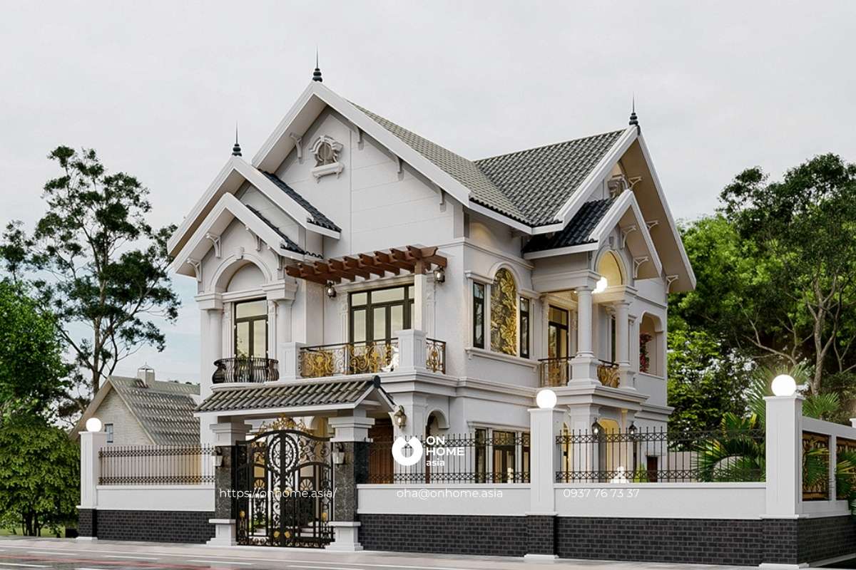 Biệt thự mái Thái 2 tầng phong cách Tân Cổ Điển sang trọng