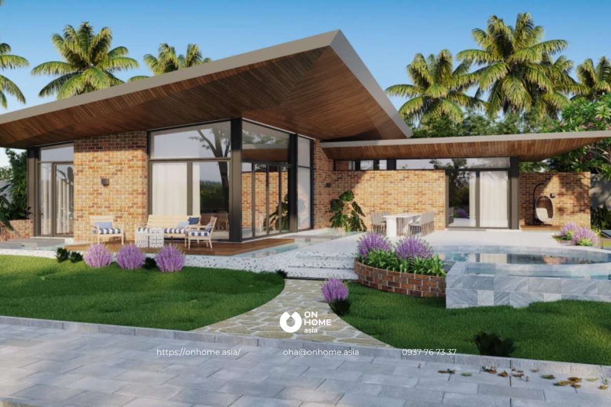 Mẫu biệt thự 1 tầng sân vườn ấn tượng