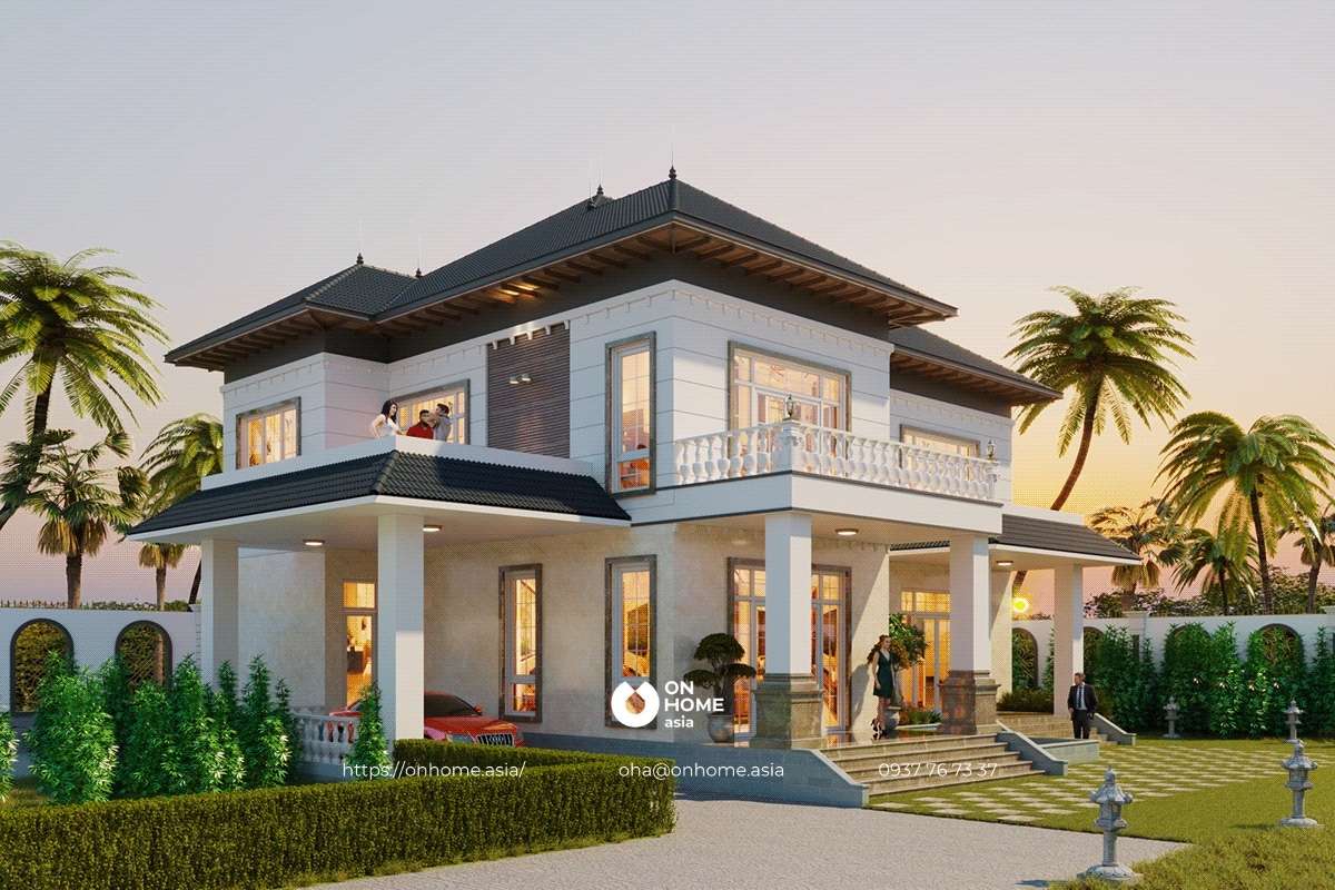 Mẫu biệt thự sân vườn 2 tầng đẹp, sang chảnh