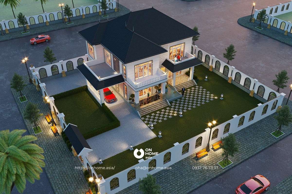 Mẫu biệt thự sân vườn 2 tầng đẹp