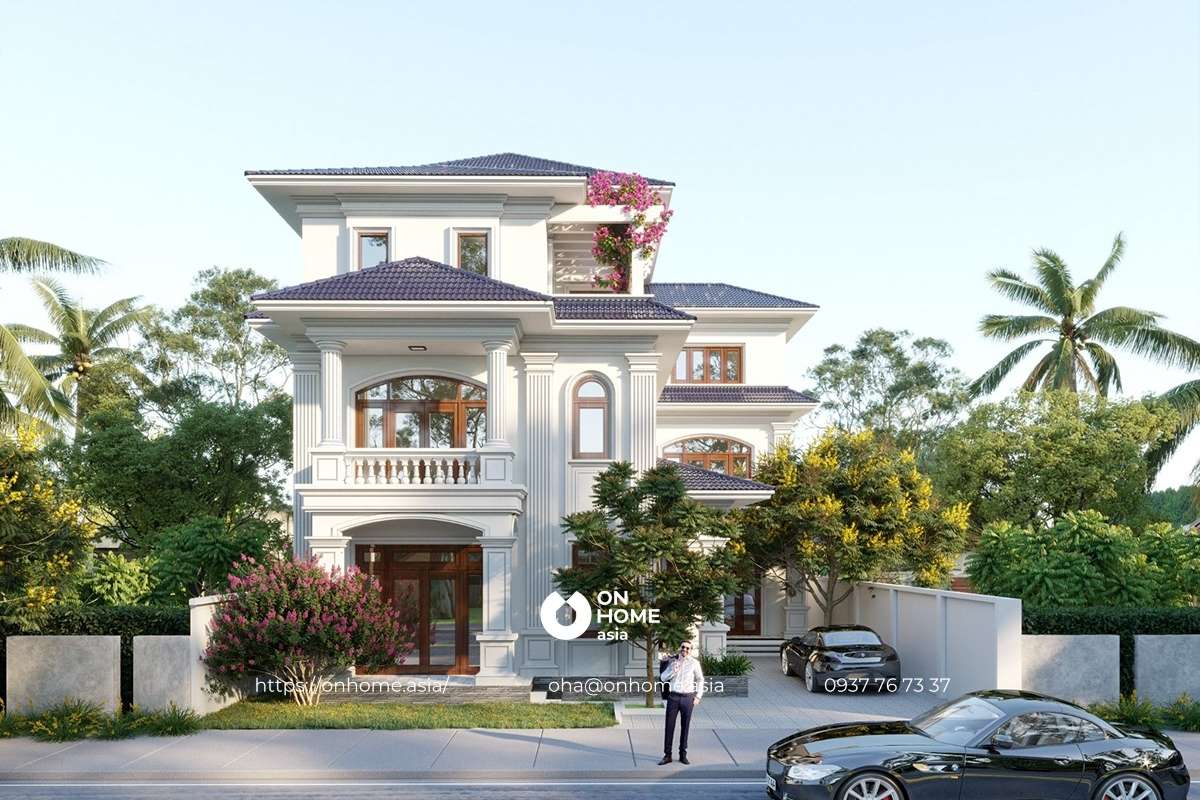 Nhà biệt thự mái Nhật 3 tầng 200m2 đẹp