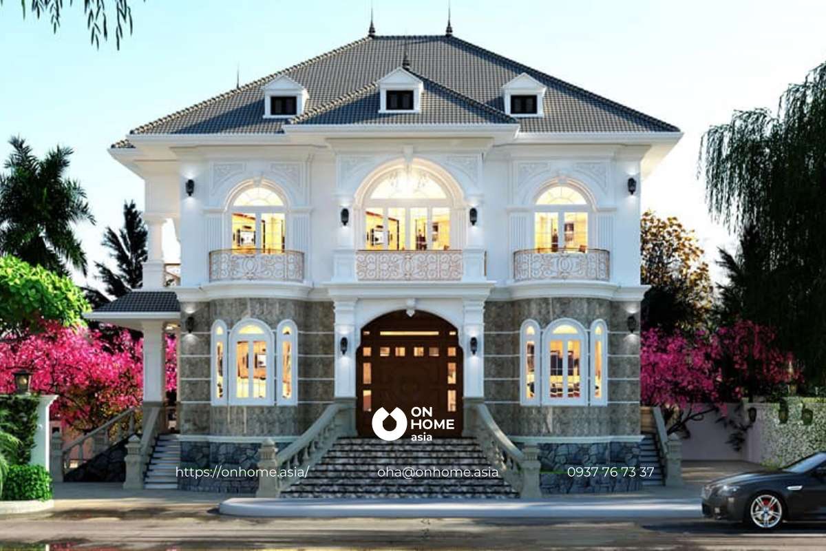 Thiết kế biệt thự mái Nhật 2 tầng 3 phòng ngủ