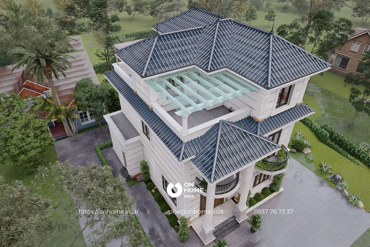 Thiết kế biệt thự mái Nhật 3 tầng sang trọng