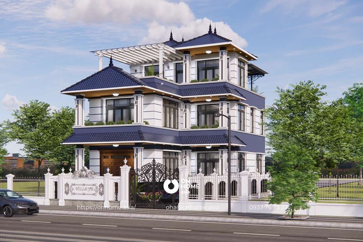 Biệt thự mái Nhật đẹp 3 tầng