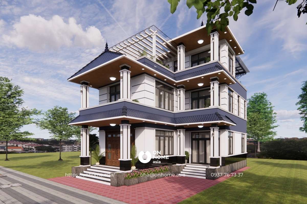 Biệt thự mái Nhật đẹp 3 tầng ấn tượng