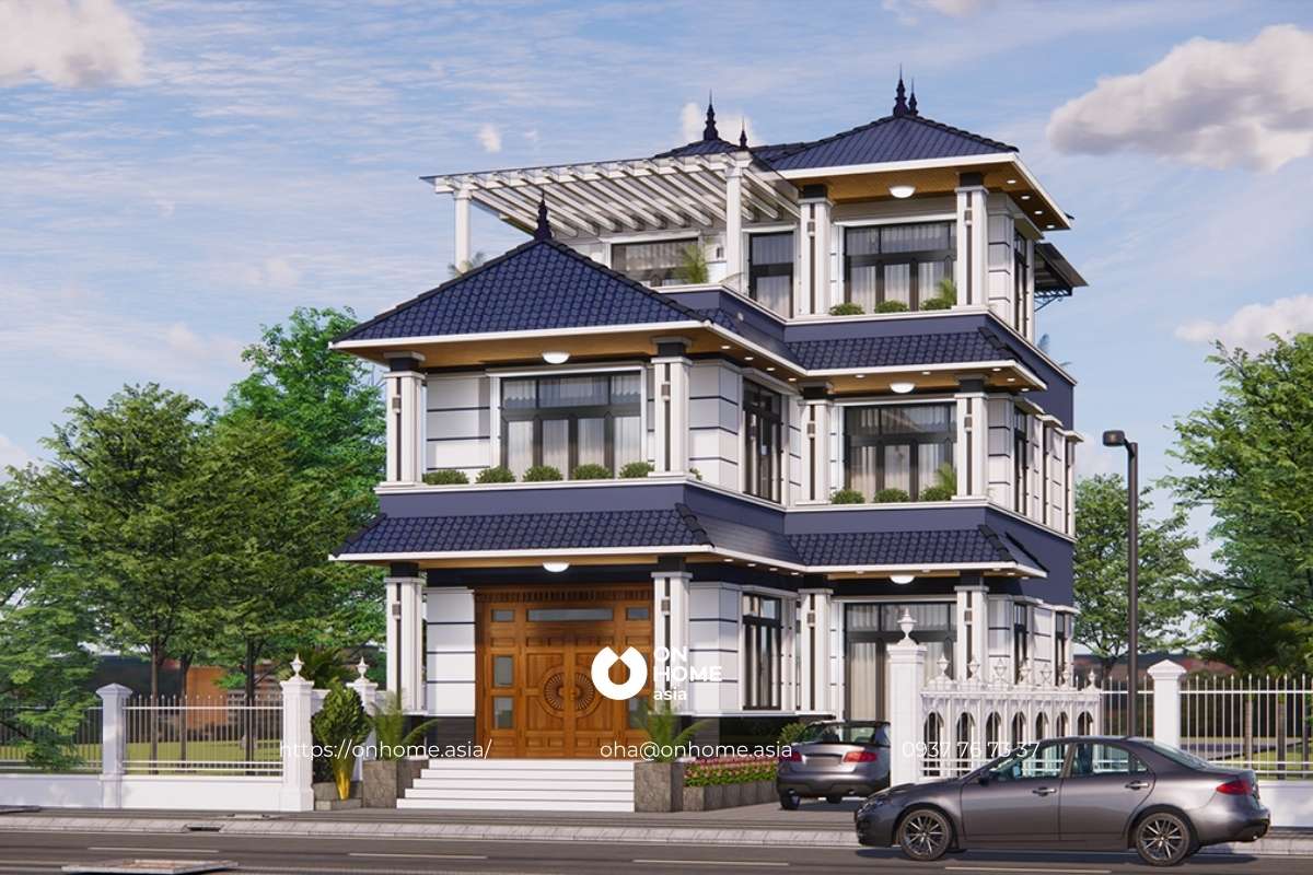 Biệt thự mái Nhật đẹp 3 tầng ấn tượng