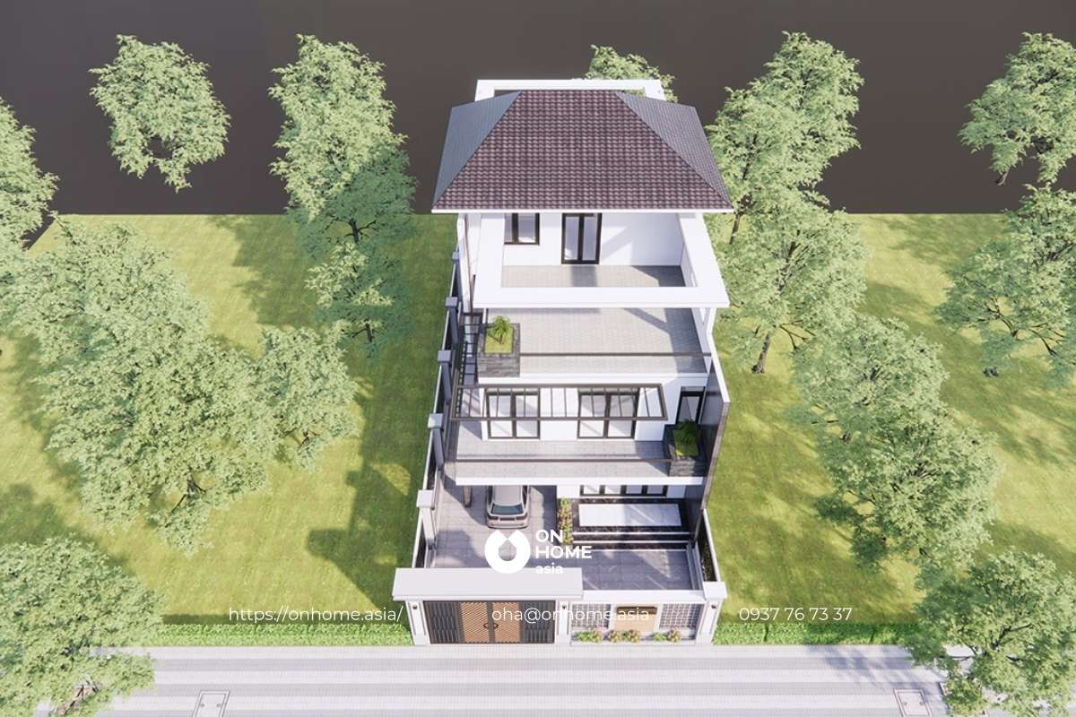 Nhà biệt thự mái Nhật 3 tầng 180m2 đẹp, sang trọng