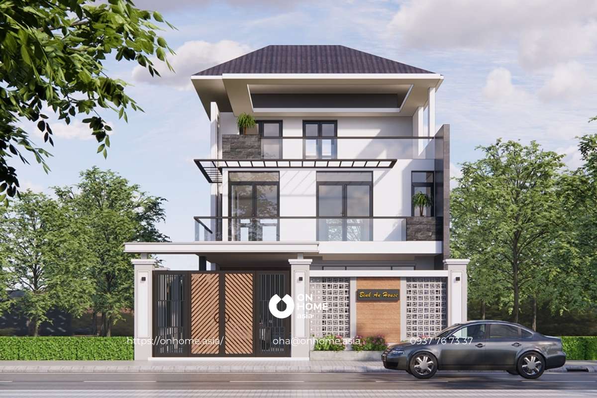 Biệt thự mái Nhật 3 tầng 180m2 đẹp, sang trọng