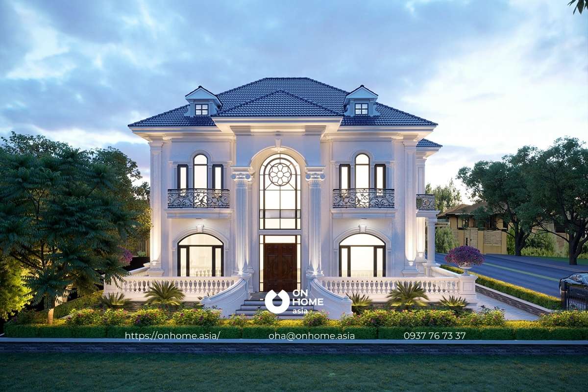 Biệt thự 2 tầng mái Nhật phong cách Tân Cổ Điển