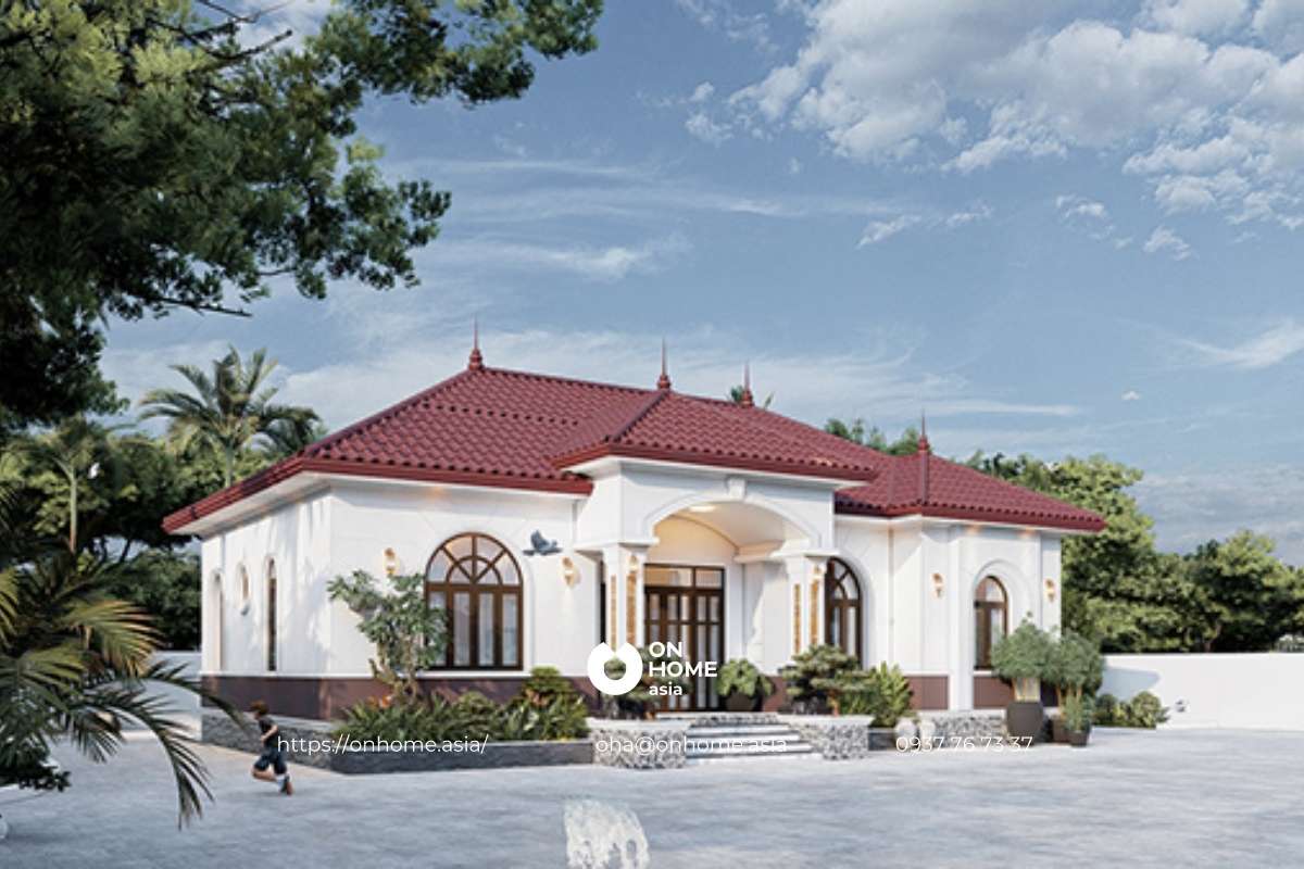 Biệt thự nhà mái Nhật 1 tầng 250m2 4 phòng ngủ