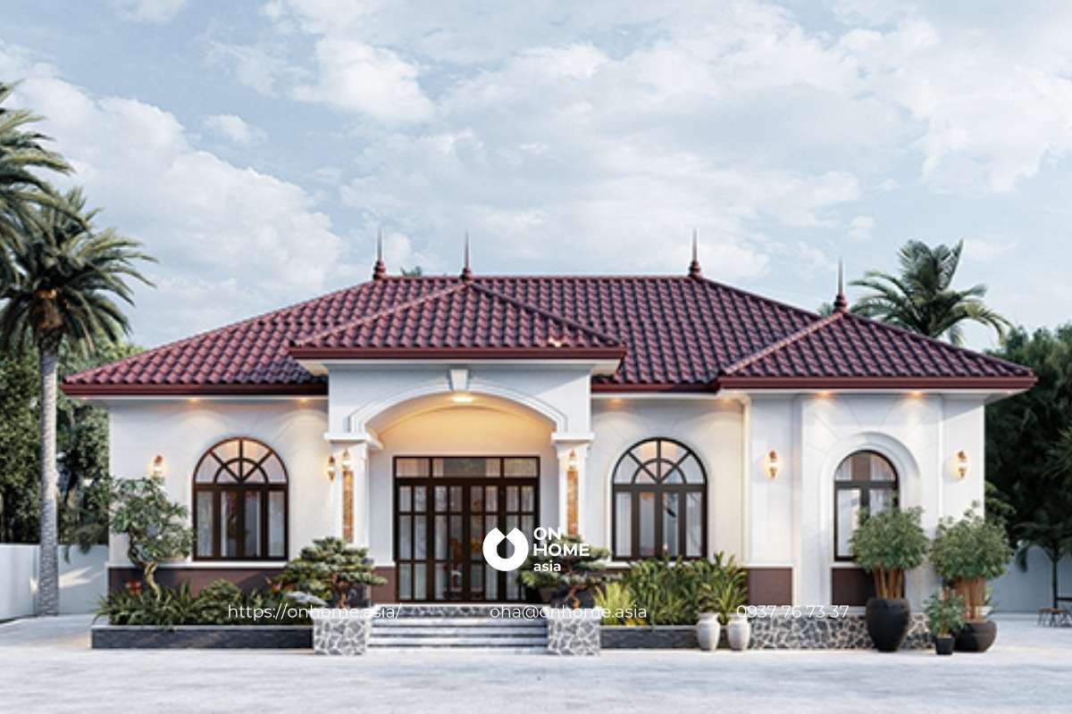 Biệt thự nhà mái Nhật 1 tầng 250m2 đẹp 4 phòng ngủ