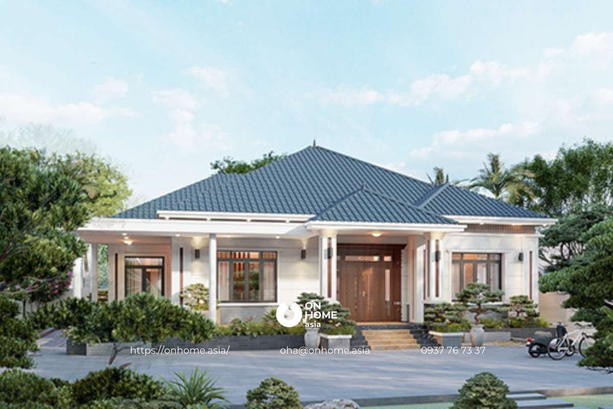 Biệt thự 1 tầng mái Nhật 3 phòng ngủ đẹp