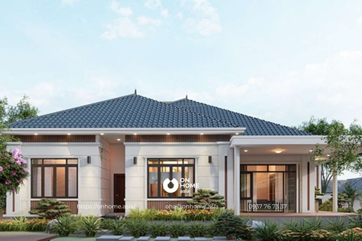 Biệt thự 1 tầng mái Nhật 3 phòng ngủ sang trọng