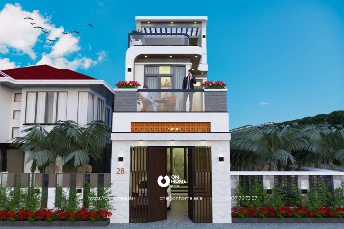 Thiết kế nhà ống đẹp 2 tầng hiện đại