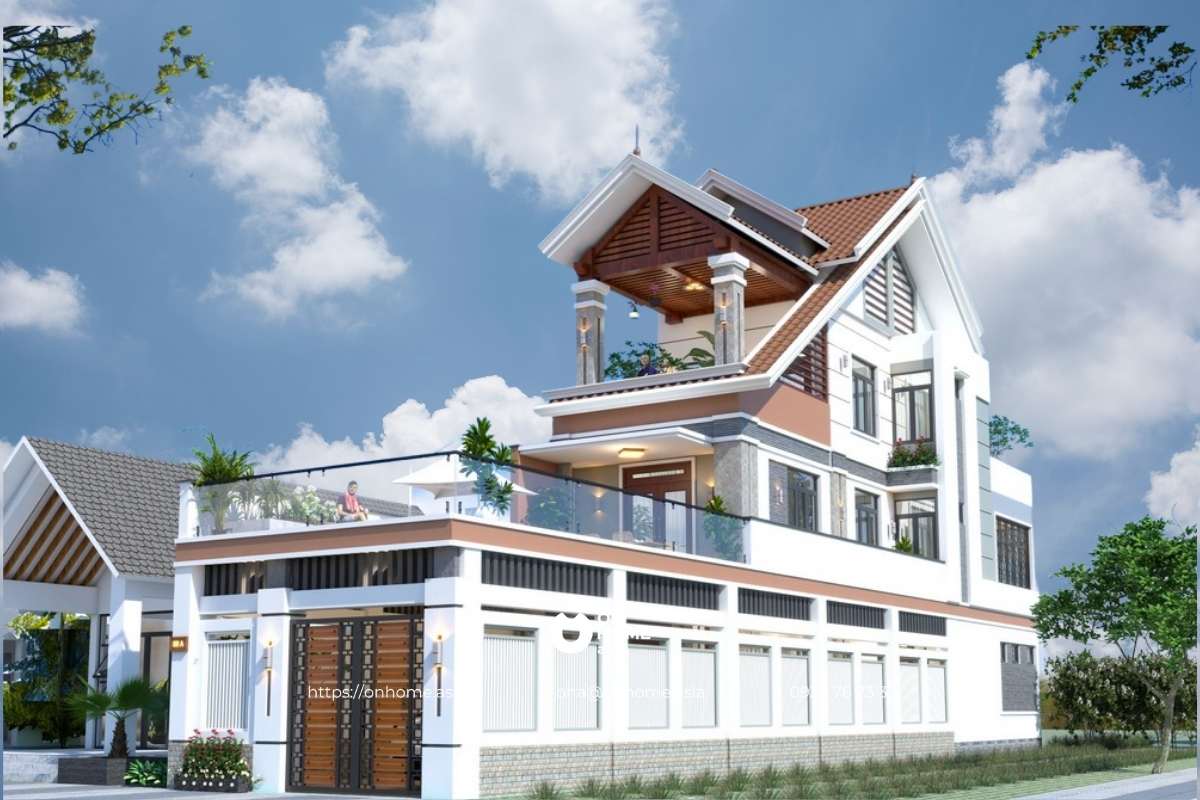 Mẫu nhà ống 2 tầng 1 tum cực sang chảnh, ấn tượng