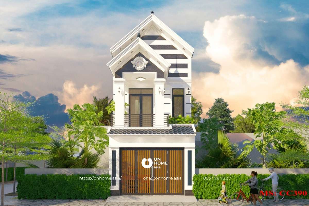 Thiết kế nhà ống 2 tầng phong cách Tân Cổ Điển