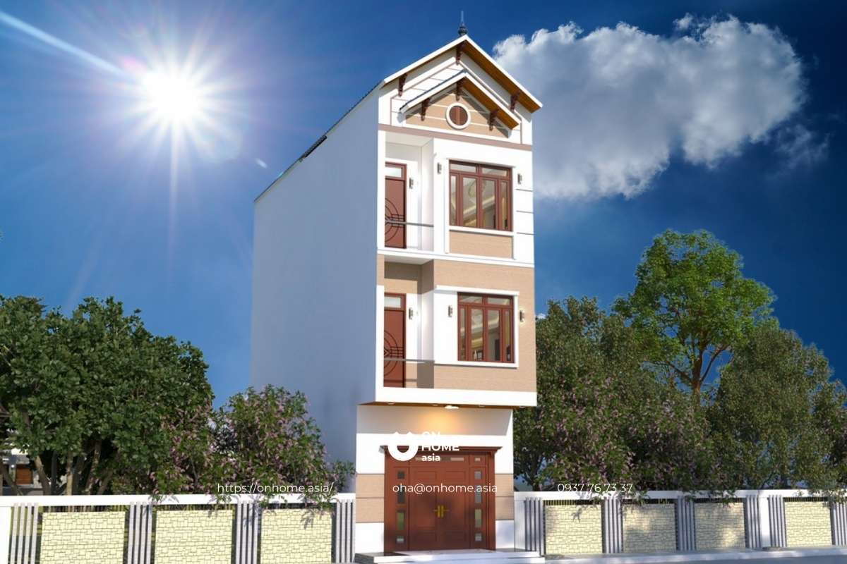 Nhà ống 3 tầng mái Thái 4 phòng ngủ