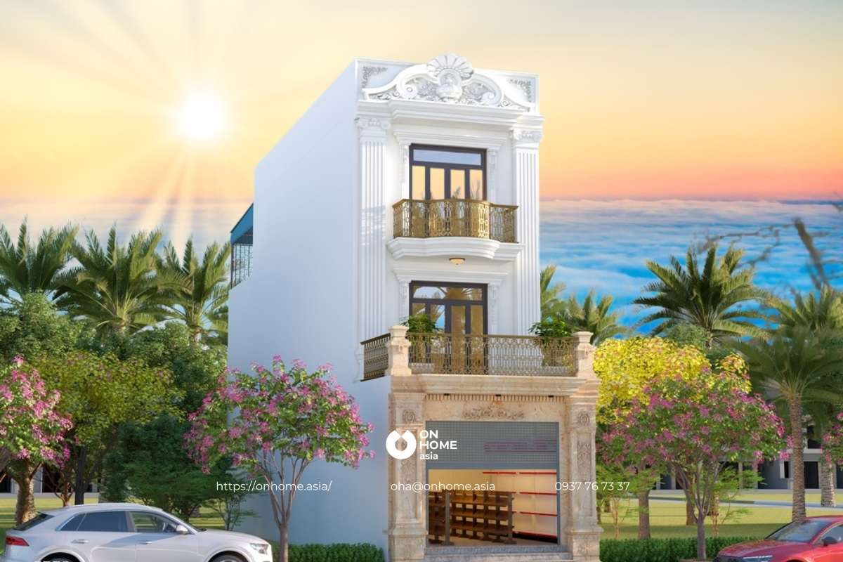 Thiết kế nhà ống 3 tầng phong cách Tân Cổ Điển