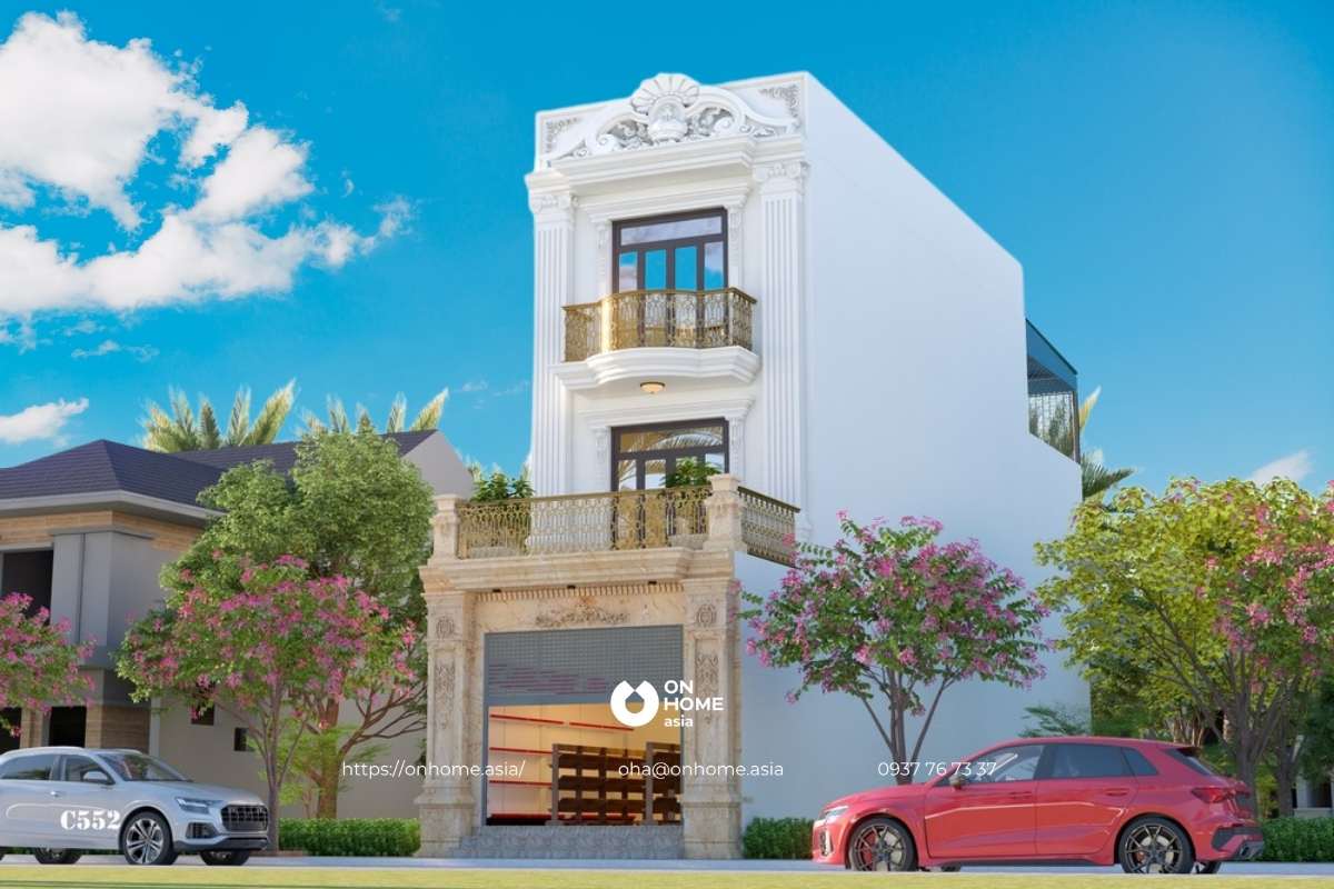 Thiết kế nhà ống đẹp 3 tầng phong cách Tân Cổ Điển