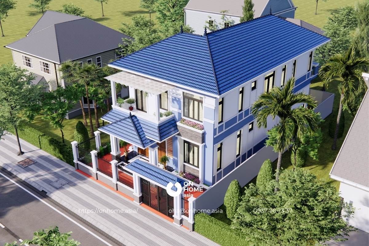 Thiết kế nhà 2 tầng mái Nhật hiện đại, đẹp mắt