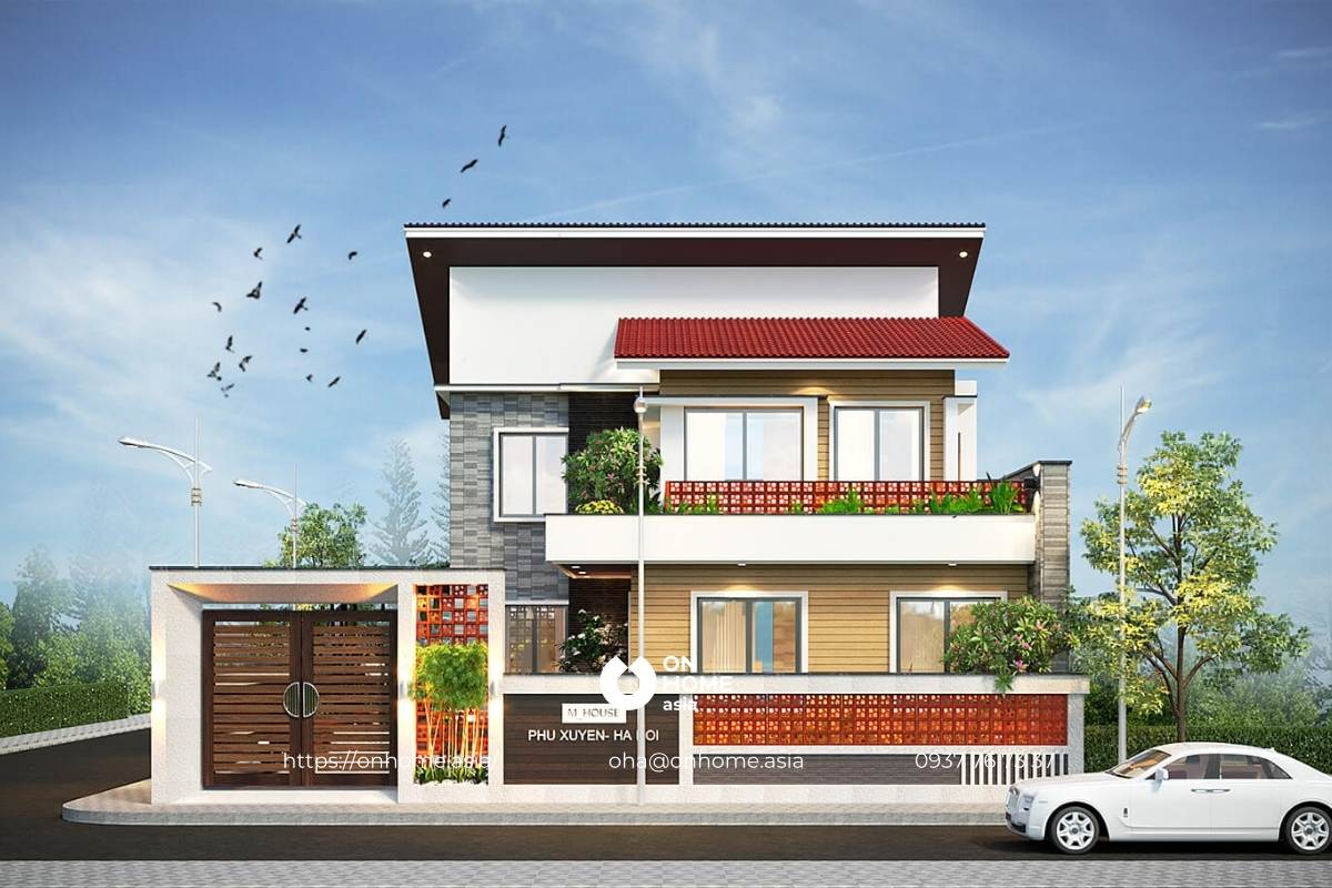 Mẫu nhà ống 2 tầng lệch đẹp