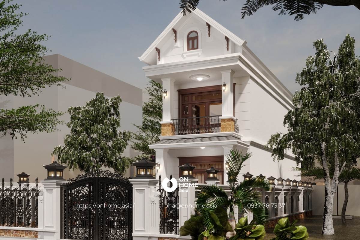 Nhà 2 tầng mái Thái phong cách Tân Cổ Điển