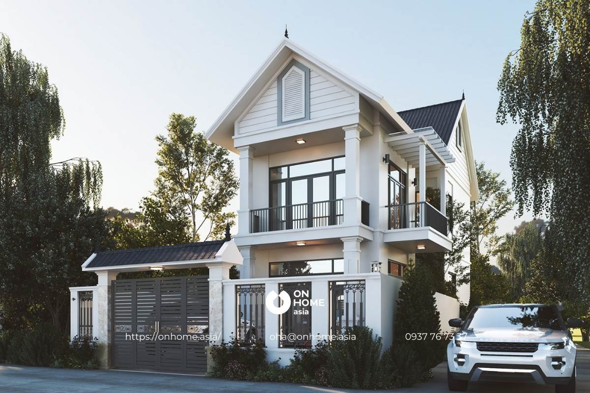 Nhà phố 2 tầng mái Thái đơn giản mà đẹp