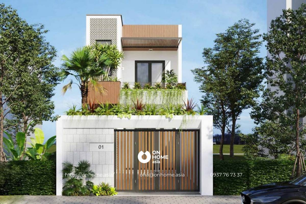 Thiết kế nhà 2 tầng đẹp 6m