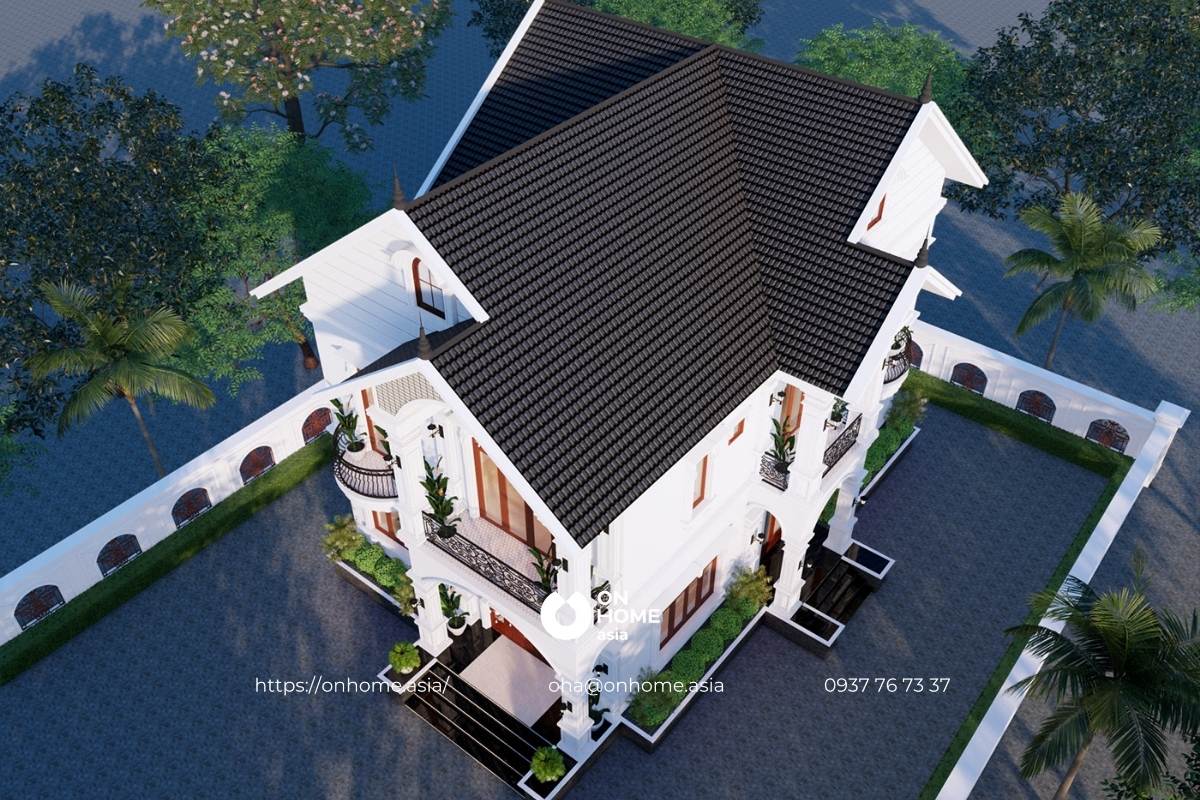 Nhà ống 2 tầng 2 tầng 120m2 phong cách Tân Cổ Điển