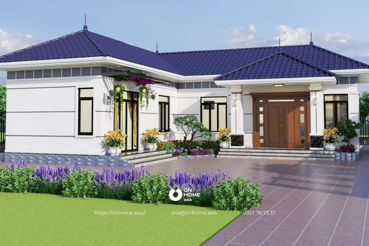 Nhà cấp 4 chữ L 4 phòng ngủ đẹp