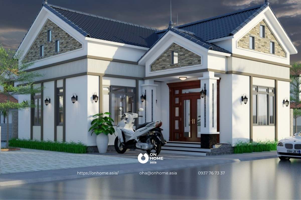 Nhà cấp 4 nông thôn chữ L mái Thái