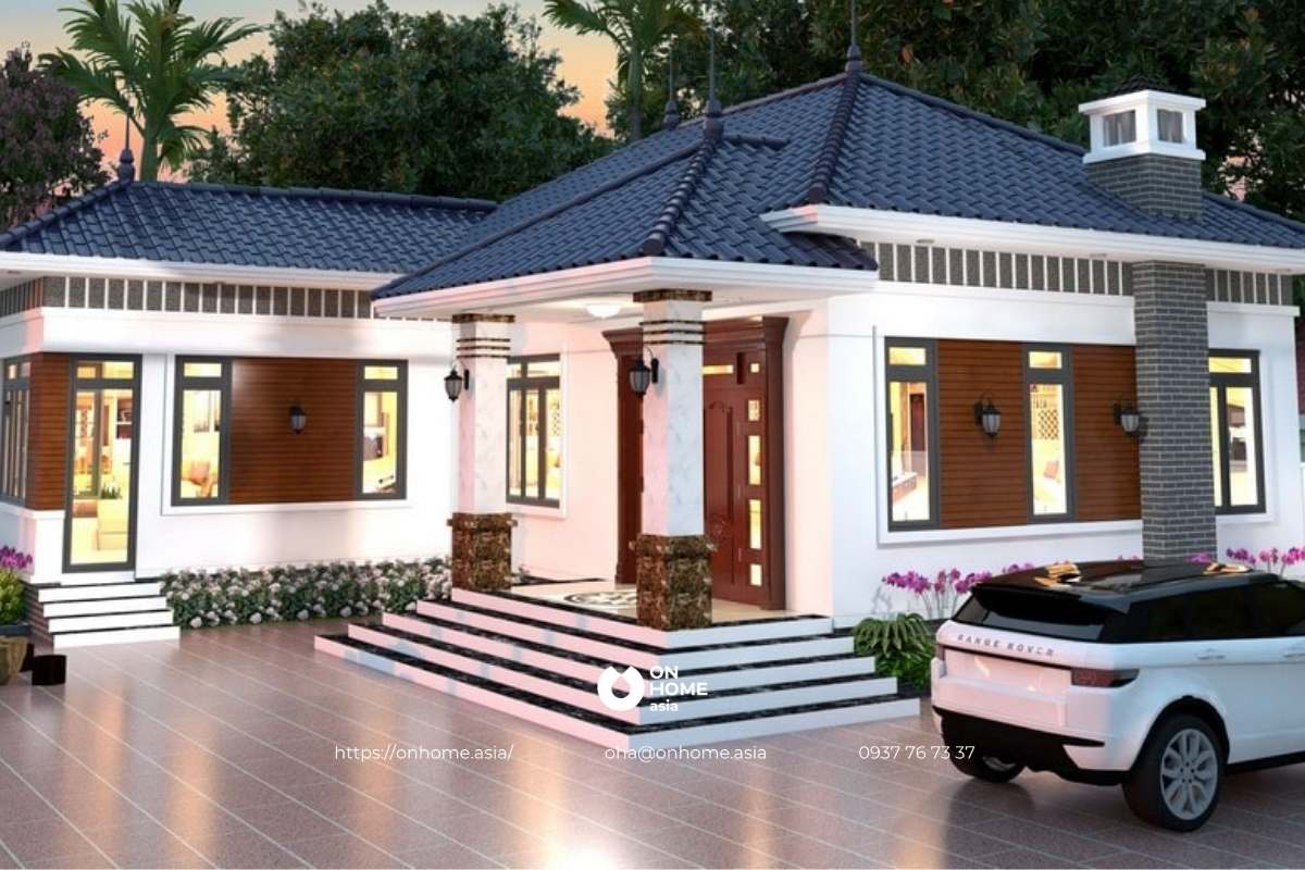 Nhà mái Nhật cấp 4 chữ L đẹp