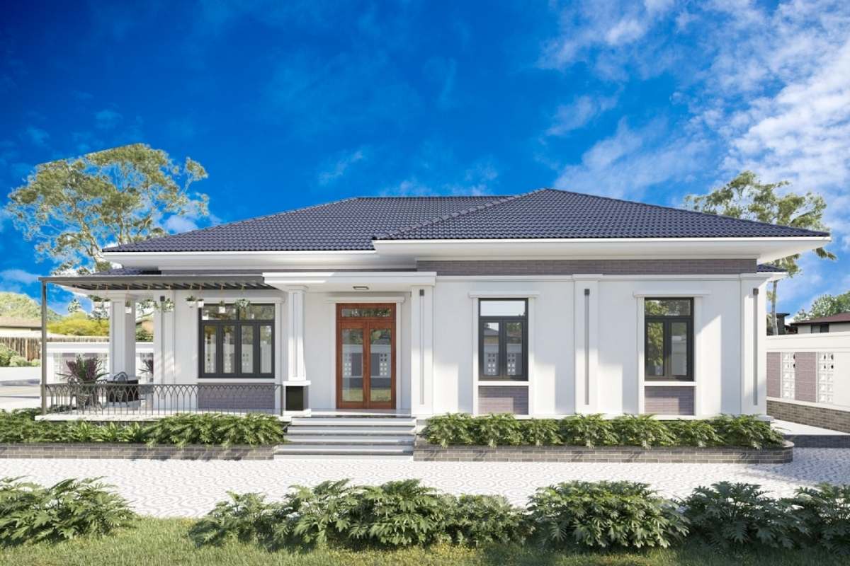 Mẫu nhà cấp 4 4 phòng ngủ mái Nhật