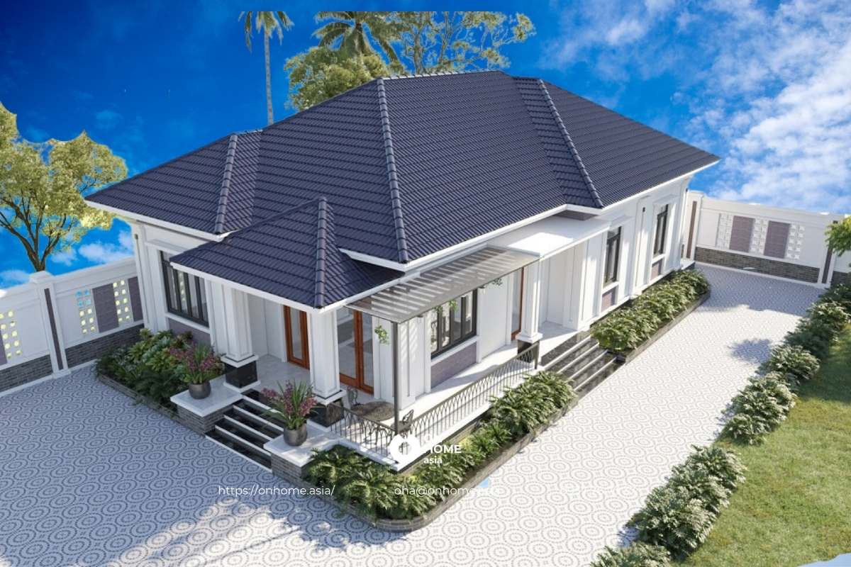 Mẫu nhà cấp 4 4 phòng ngủ mái Nhật đẹp